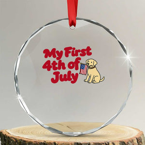 My First 4th of July Cute Golden Retriever Puppy Dog Crystal Glass Ornament American Flag Independence Holiday Milestone
