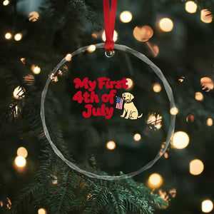 My First 4th of July Cute Golden Retriever Puppy Dog Crystal Glass Ornament American Flag Independence Holiday Milestone