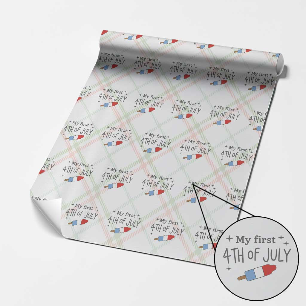 My First 4th of July Cute Summer Rocket Popsicle Wrapping Paper Roll Firecracker Ice Lolly Patriotic Baby Independence Holiday