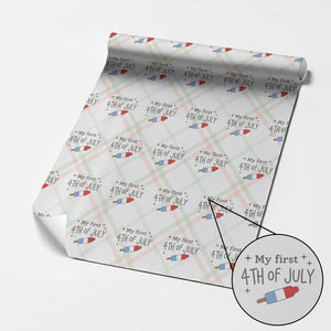 My First 4th of July Cute Summer Rocket Popsicle Wrapping Paper Roll Firecracker Ice Lolly Patriotic Baby Independence Holiday