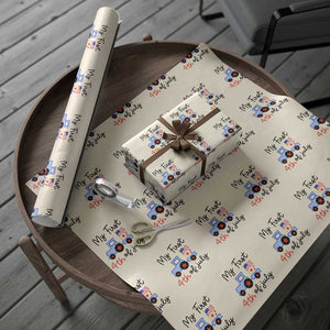 My First 4th of July Patriotic Tractor Cute Wrapping Paper Roll American Flag Infant Independence Holiday Milestone