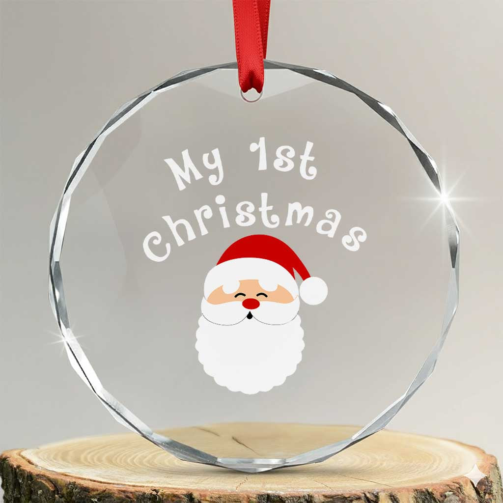 My First Christmas Crystal Glass Ornament Baby's First Holiday Xmas Santa TS10 Transparent Glass 3'' Circle Print Your Wear