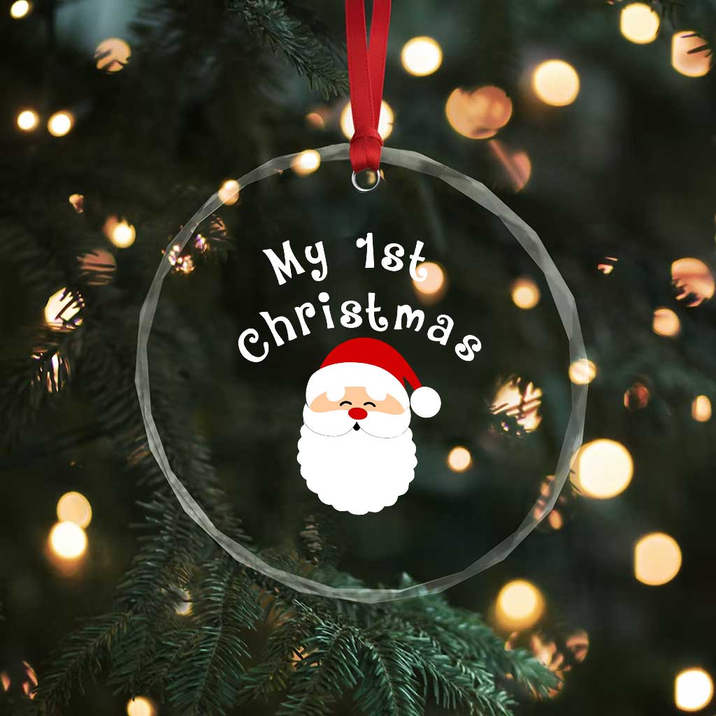 My First Christmas Crystal Glass Ornament Baby's First Holiday Xmas Santa TS10 Print Your Wear