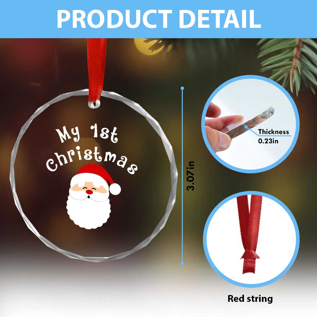 My First Christmas Crystal Glass Ornament Baby's First Holiday Xmas Santa TS10 Print Your Wear