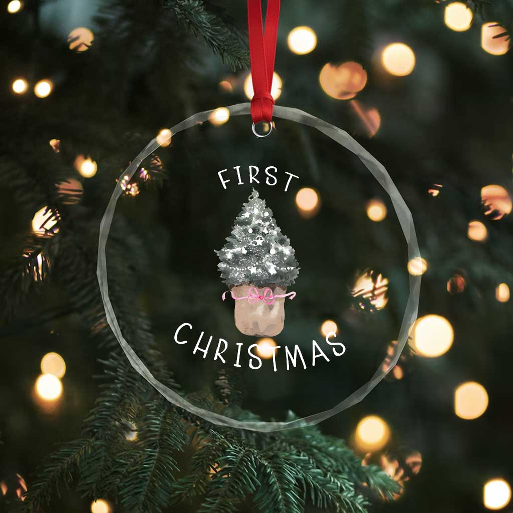 My First Christmas Crystal Glass Ornament Baby's First Holiday Xmas Tree Bow TS10 Print Your Wear