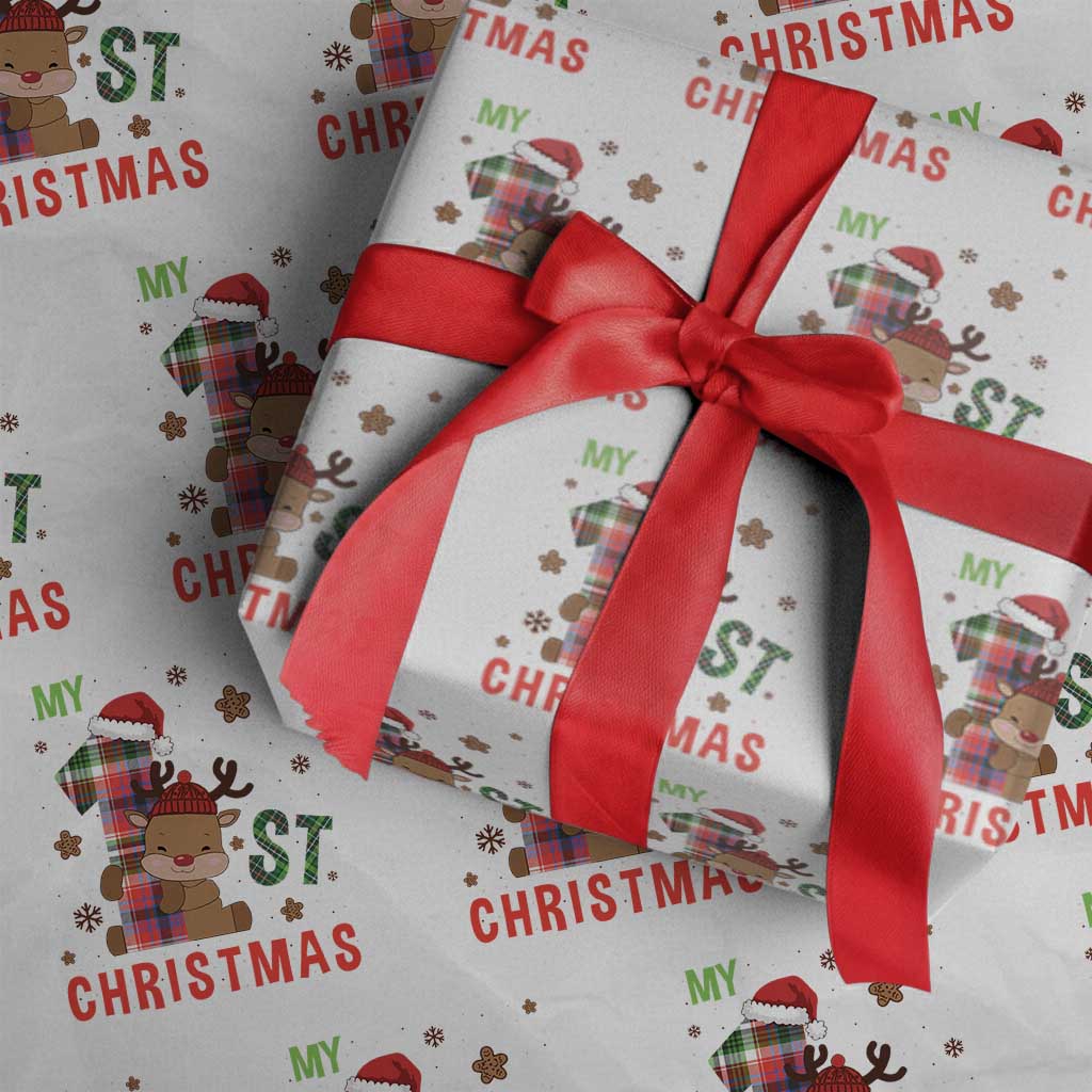 My First Christmas Cute Reindeer Santa Hat Wrapping Paper Roll TS11 White Print Your Wear