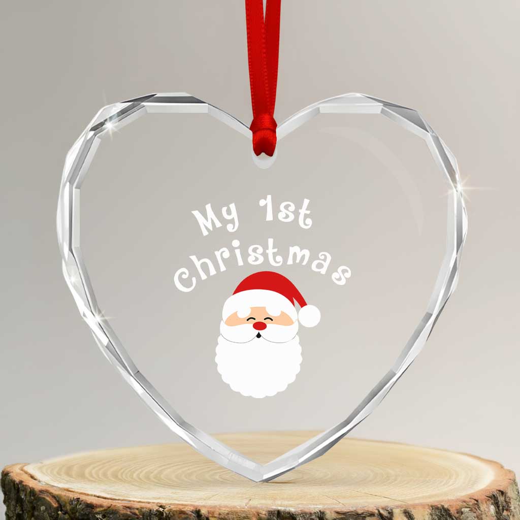My First Christmas Heart Crystal Glass Ornament Baby's First Holiday Xmas Santa TS10 Transparent Glass 3'' Heart Print Your Wear