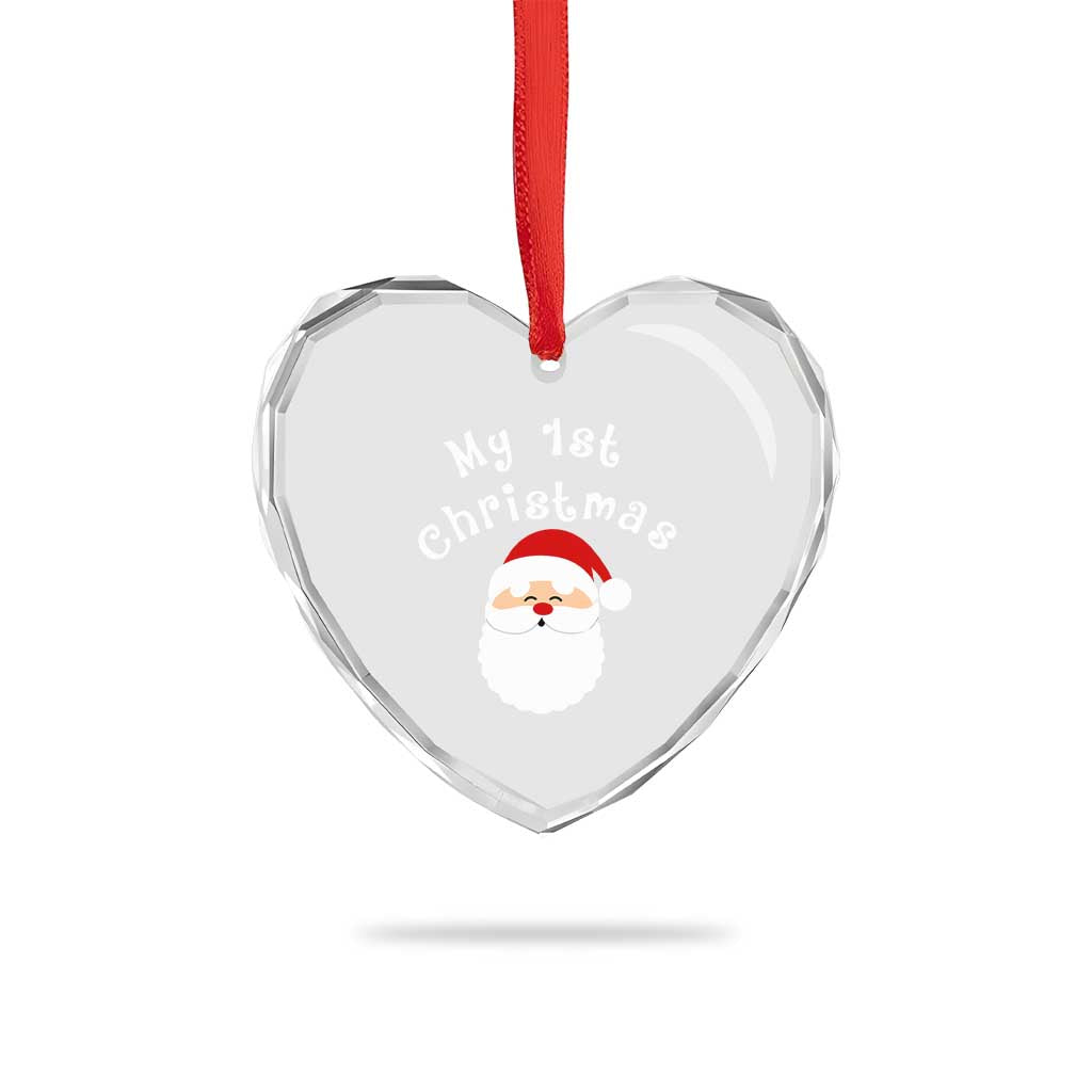 My First Christmas Heart Crystal Glass Ornament Baby's First Holiday Xmas Santa TS10 Print Your Wear