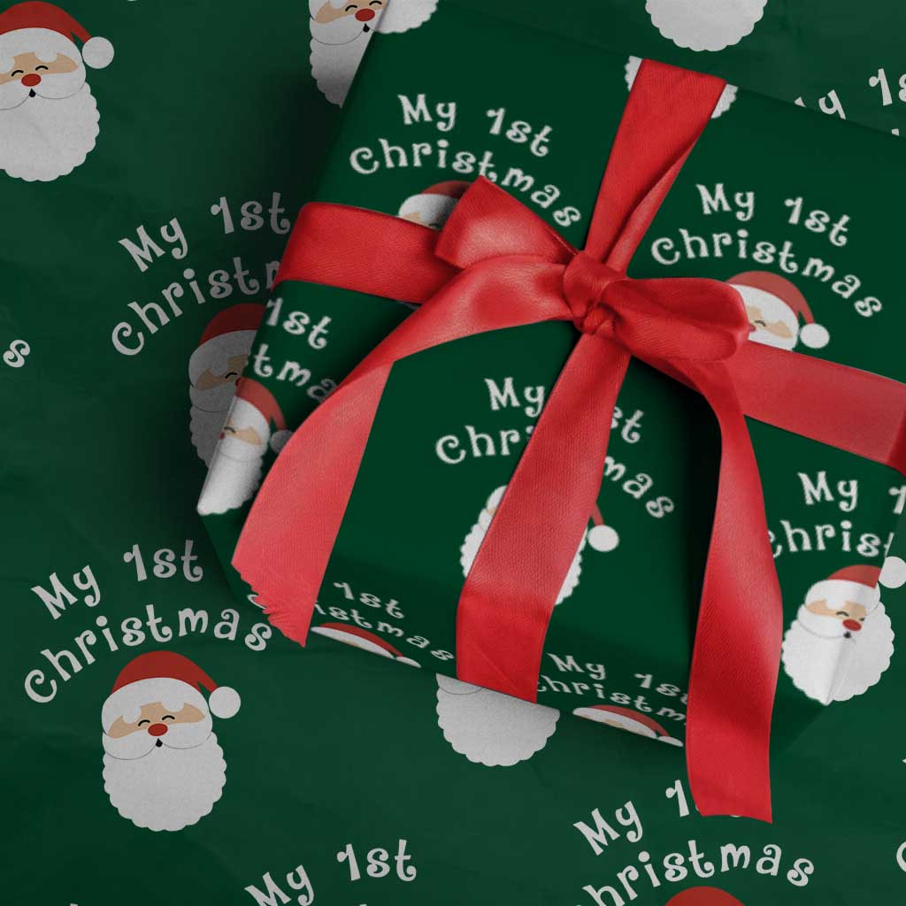 My First Christmas Wrapping Paper Roll Baby's First Holiday Xmas Santa TS10 Green Print Your Wear