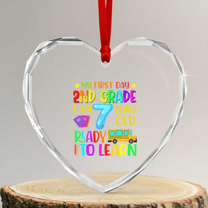 My First Day of 2nd Grade Heart Crystal Glass Ornament Ready to Learn Back to School