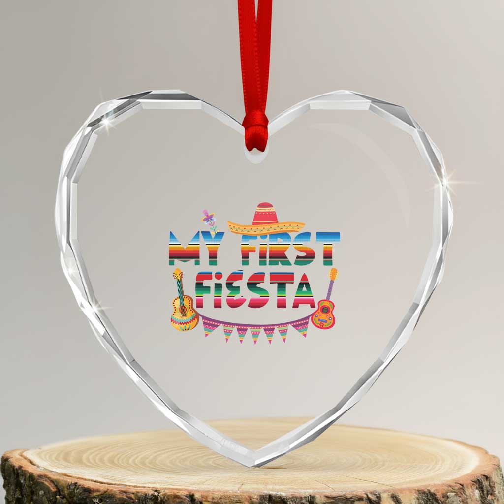 My First Fiesta Heart Crystal Glass Ornament Baby Cinco De Mayo Mexican Fiesta Outfit TS10 Transparent Glass 3'' Heart Print Your Wear