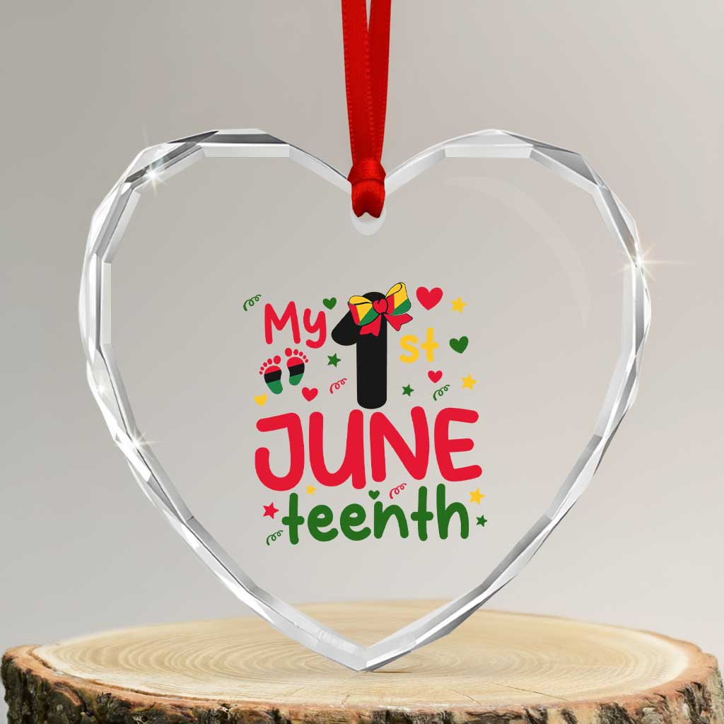 My First Juneteenth Heart Crystal Glass Ornament African American Baby Freedom Day TS12 Transparent Glass 3'' Heart Print Your Wear
