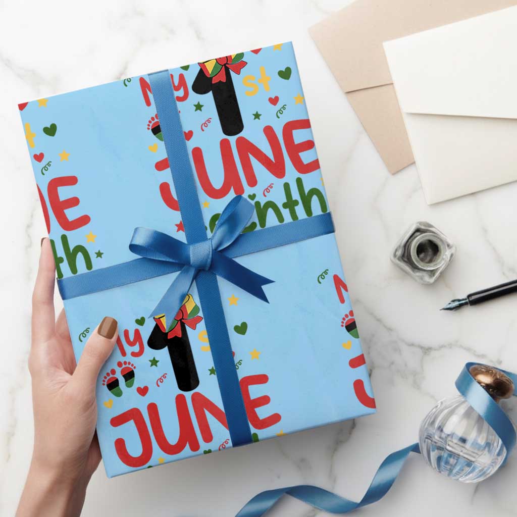 My First Juneteenth Wrapping Paper Roll African American Baby Freedom Day TS12 Light Blue Print Your Wear