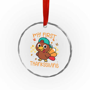 My First Thanksgiving Crystal Glass Ornament Funny Newborn Thanksgiving Turkey Boys TS10 Print Your Wear