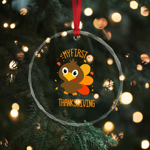 My First Thanksgiving Crystal Glass Ornament Funny Thanksgiving Turkey TS10 Print Your Wear