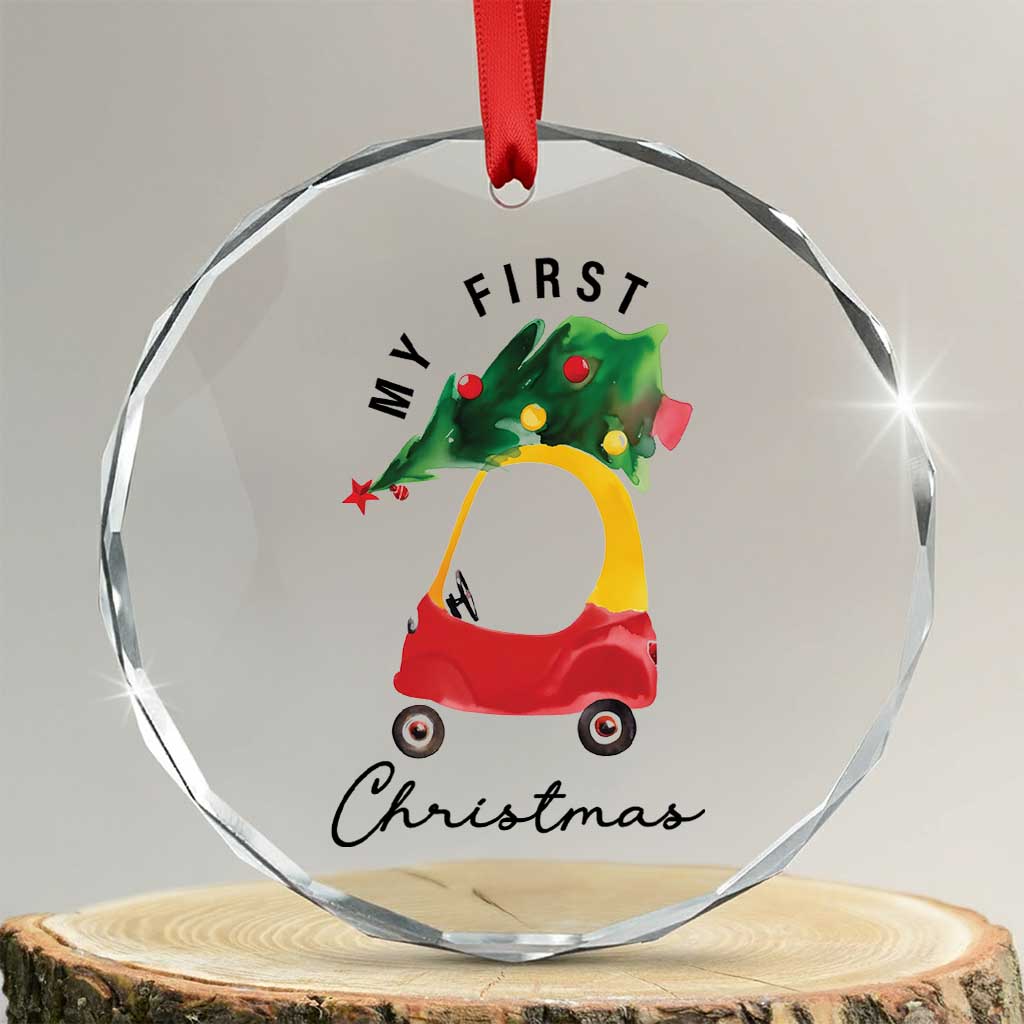 My First Xmas Crystal Glass Ornament Toy Car Xmas Tree TS11 Transparent Glass 3'' Circle Print Your Wear