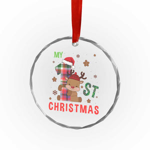 My First Xmas Cute Reindeer Santa Hat Crystal Glass Ornament TS11 Print Your Wear