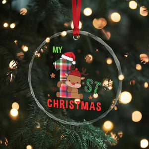 My First Xmas Cute Reindeer Santa Hat Crystal Glass Ornament TS11 Print Your Wear
