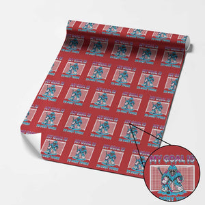 My Goal Is To Deny Yours Wrapping Paper Roll Goalie Hockey Drip Art Gift TS12 Red Print Your Wear