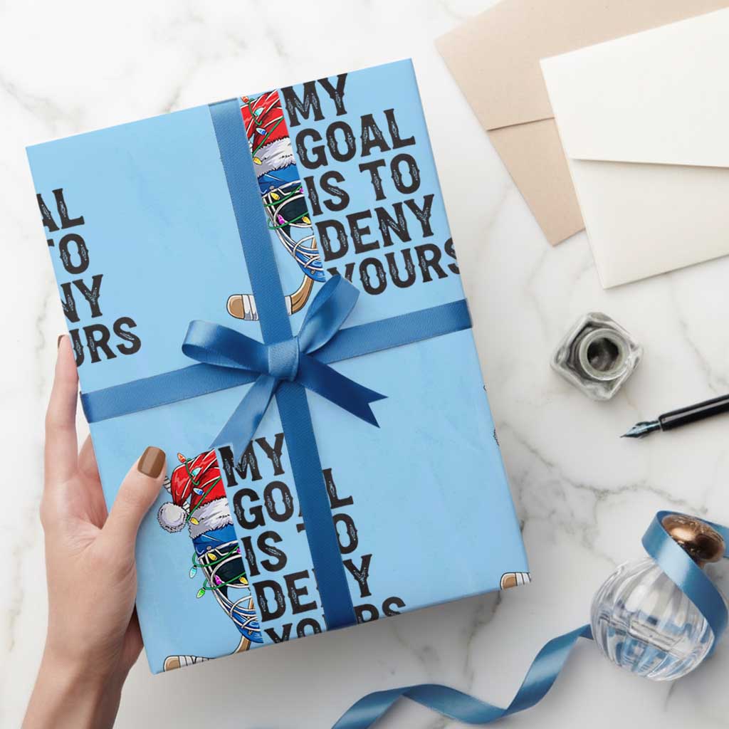 My Goal Is To Deny Yours Wrapping Paper Roll Ice Hockey Helmet Christmas Gift TS12 Light Blue Print Your Wear