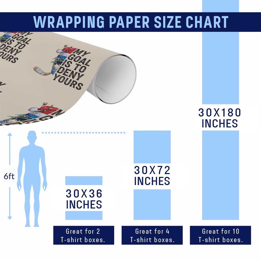 My Goal Is To Deny Yours Wrapping Paper Roll Ice Hockey Helmet Christmas Gift TS12 Print Your Wear