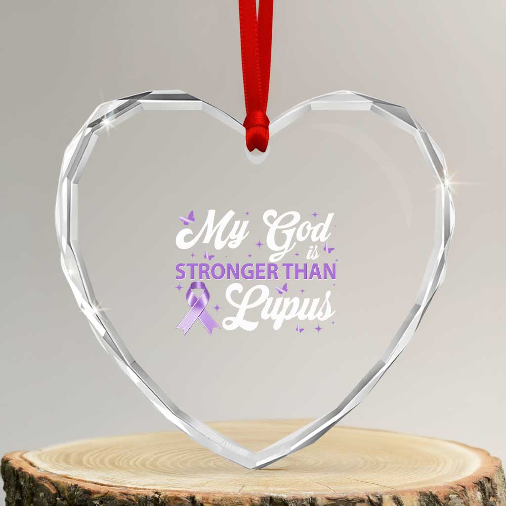 My God Is Bigger Than Lupus Heart Crystal Glass Ornament Purple Ribbon TS10 Transparent Glass 3'' Heart Print Your Wear