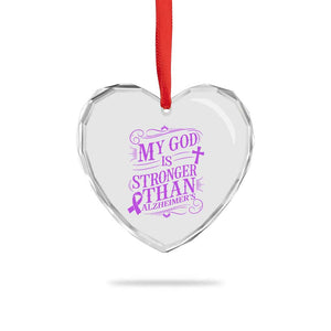 My God Is Stronger Than Alzheimers Heart Crystal Glass Ornament Faith Hope Purple Ribbon Graphic