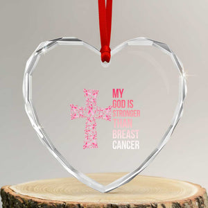 My God Is Stronger Than Breast Cancer Survivor Hope Gift Heart Crystal Glass Ornament