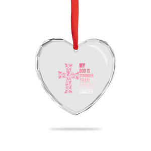 My God Is Stronger Than Breast Cancer Survivor Hope Gift Heart Crystal Glass Ornament
