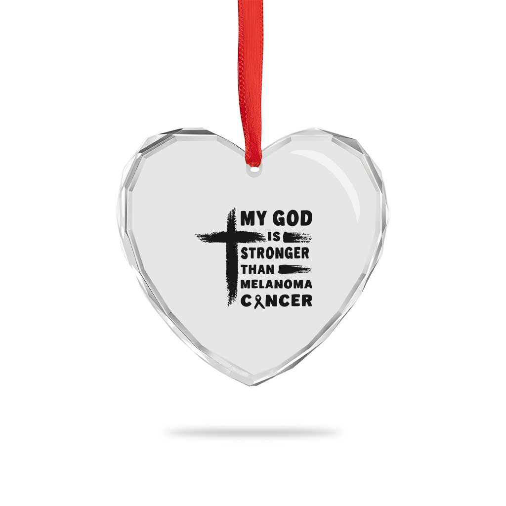 My God Is Stronger Than Melanoma Heart Crystal Glass Ornament Christian Cancer Support TS12 Print Your Wear