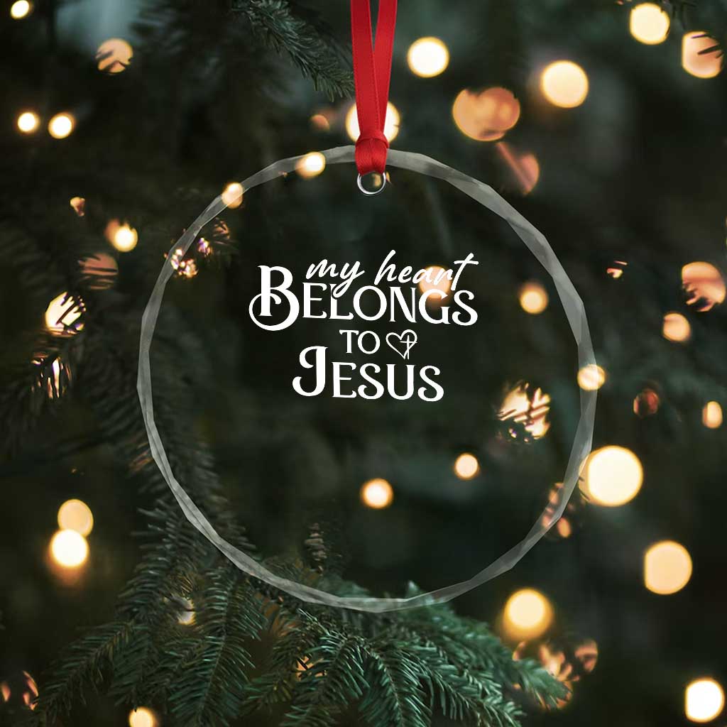 My Heart Belongs To Jesus Crystal Glass Ornament Christian Religious God Valentine's Day TS11 Print Your Wear