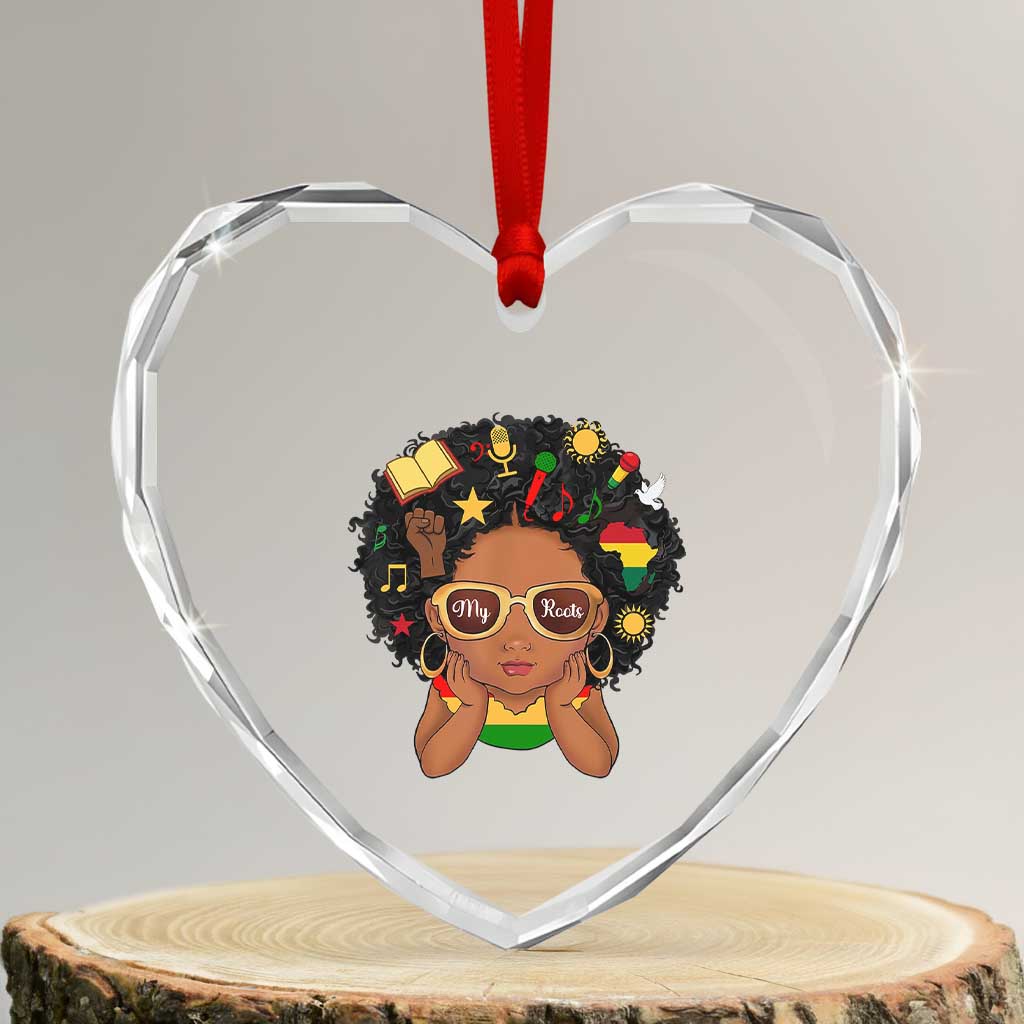 My Roots Black History Culture Pride Heart Crystal Glass Ornament African American Heritage TS12 Transparent Glass 3'' Heart Print Your Wear