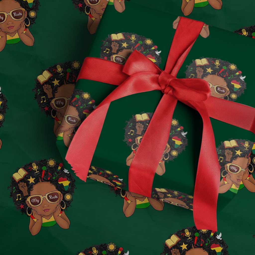 My Roots Black History Culture Pride Wrapping Paper Roll African American Heritage TS12 Green Print Your Wear