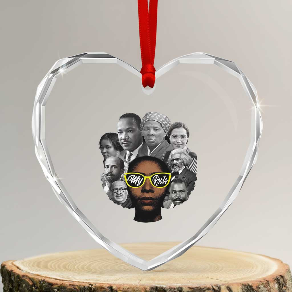 My Roots Black History Leaders Heart Crystal Glass Ornament African American Heritage TS12 Transparent Glass 3'' Heart Print Your Wear