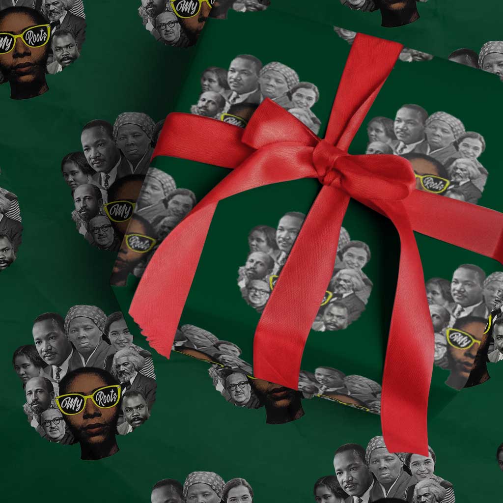 My Roots Black History Leaders Wrapping Paper Roll African American Heritage TS12 Green Print Your Wear
