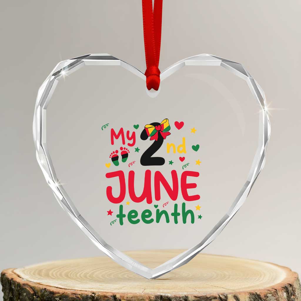 My Second Juneteenth Heart Crystal Glass Ornament African American Baby Freedom Day TS12 Transparent Glass 3'' Heart Print Your Wear