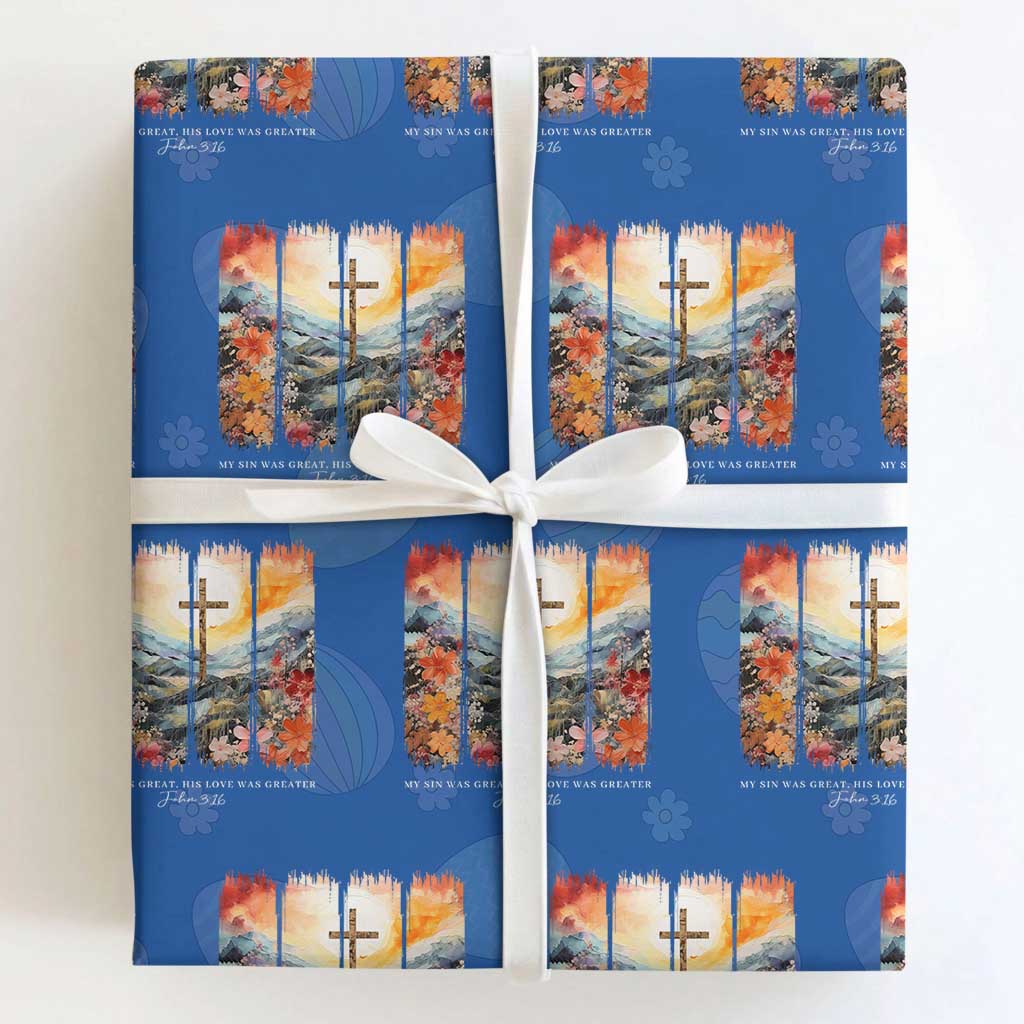 My Sin Was Great His Love Was Greater Wrapping Paper Roll Christian Easter Religious Bible Verse TS11 Royal Blue Print Your Wear