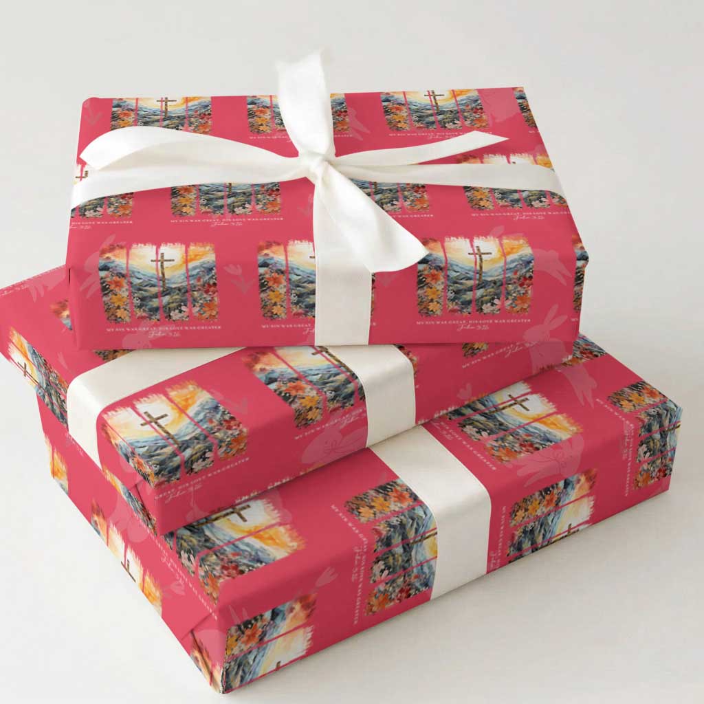 My Sin Was Great His Love Was Greater Wrapping Paper Roll Christian Easter Religious Bible Verse TS11 Red Print Your Wear