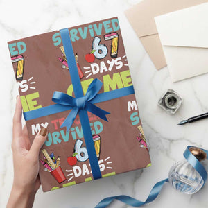 My Teacher Survived 67 Days Of Me Wrapping Paper Roll Funny Six Seven Teen Gen Z Alpha Meme TS10 Mocha Print Your Wear