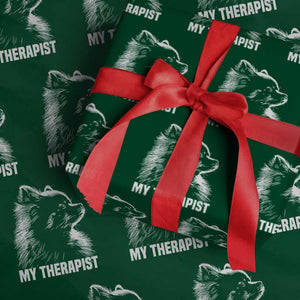My Therapist Is A Pomeranian Wrapping Paper Roll Dog Lover Gift Idea TS12 Green Print Your Wear