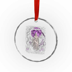 Mystical Ghost Girl Halloween Crystal Glass Ornament Gothic Purple Moon Haunted Castle Art