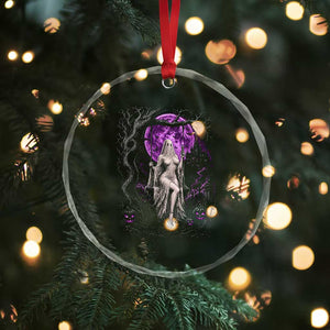 Mystical Ghost Girl Halloween Crystal Glass Ornament Gothic Purple Moon Haunted Castle Art