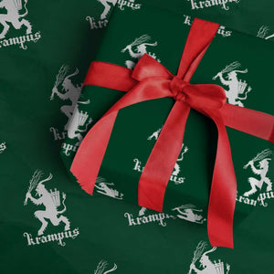 Mythical Krampus Wrapping Paper Roll Scary Christmas Horror Occult Holiday Eastern Folklore TS02 Green Print Your Wear