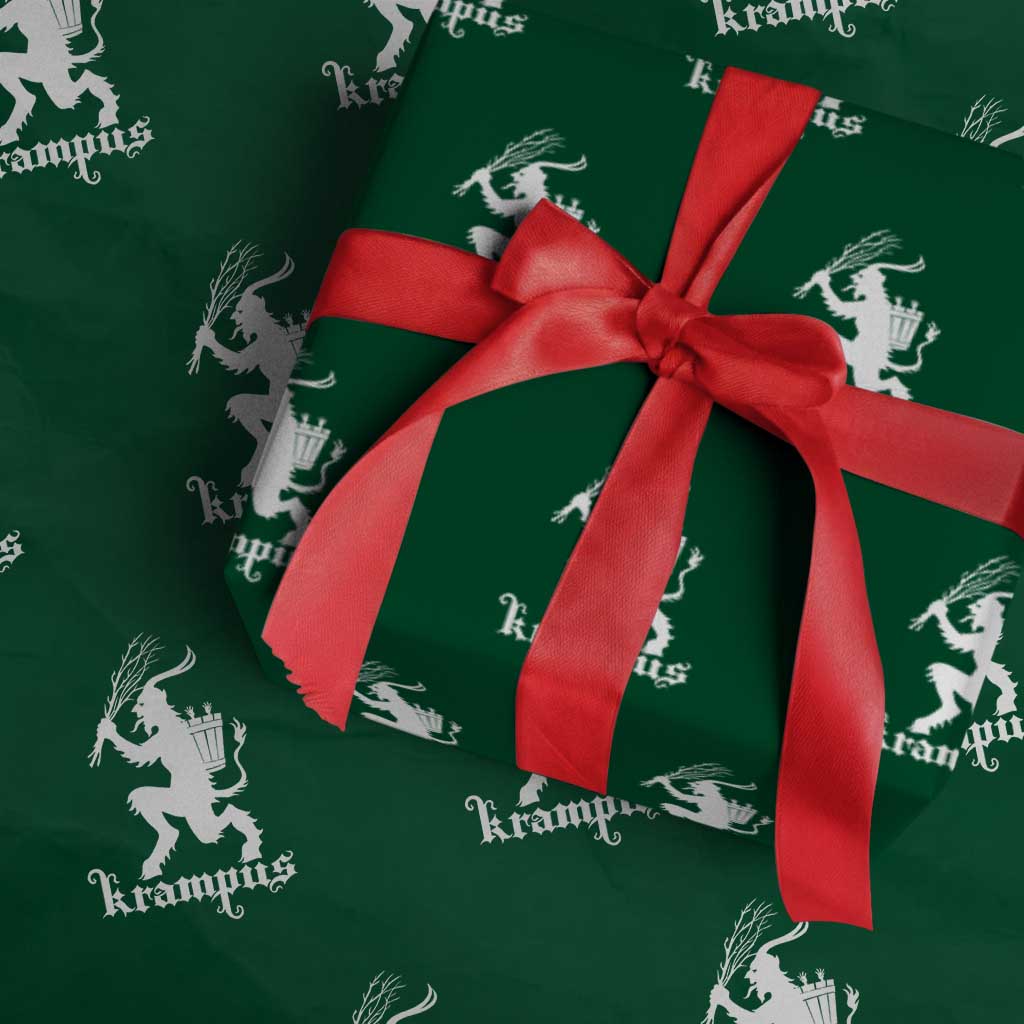 Mythical Krampus Wrapping Paper Roll Scary Christmas Horror Occult Holiday Eastern Folklore TS02 Green Print Your Wear