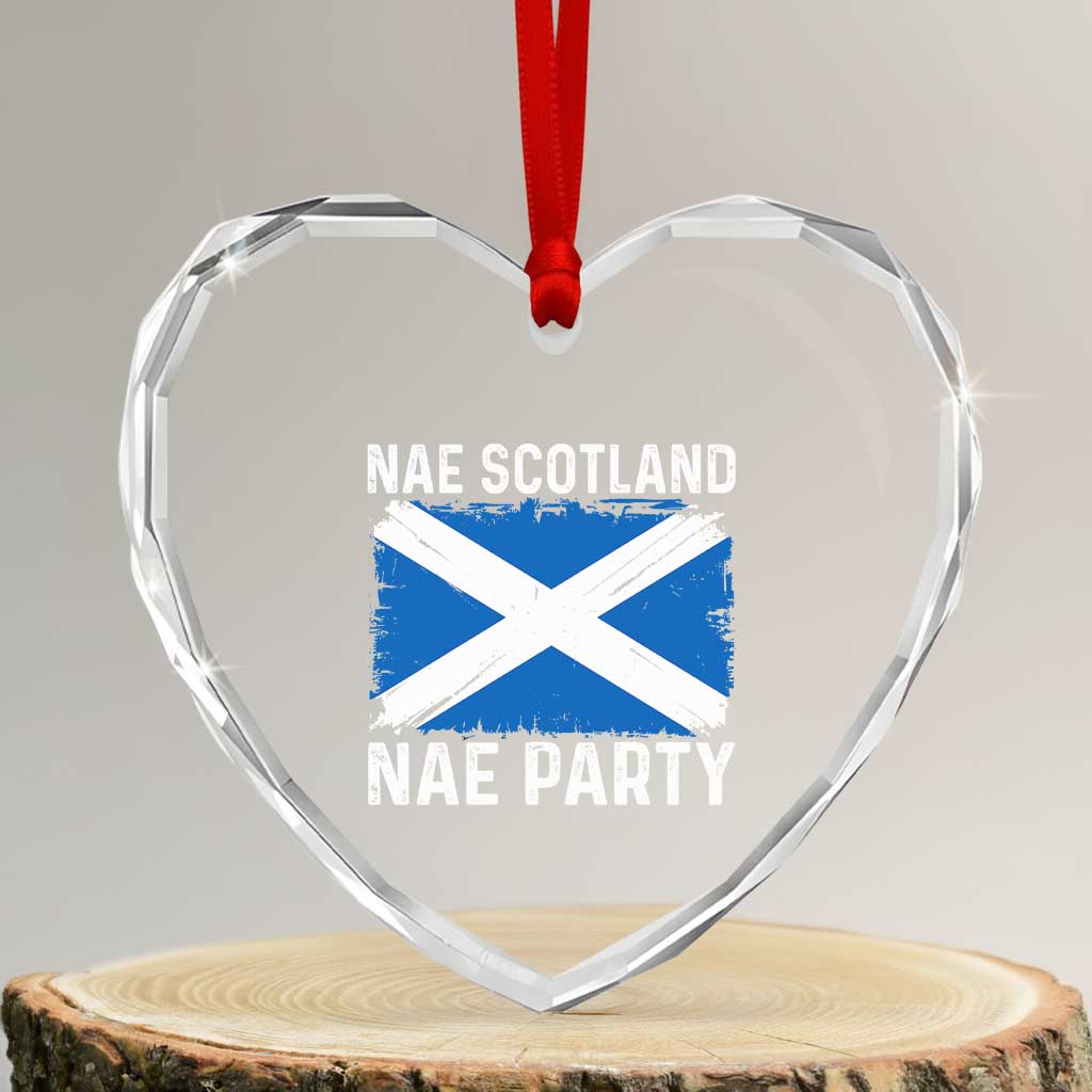 Nae Scotland Nae Party Saltire Flag Heart Crystal Glass Ornament Vintage Scottish Accent Soccer Fans Football Tournament