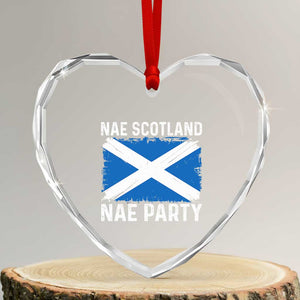 Nae Scotland Nae Party Saltire Flag Heart Crystal Glass Ornament Vintage Scottish Accent Soccer Fans Football Tournament