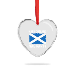 Nae Scotland Nae Party Saltire Flag Heart Crystal Glass Ornament Vintage Scottish Accent Soccer Fans Football Tournament