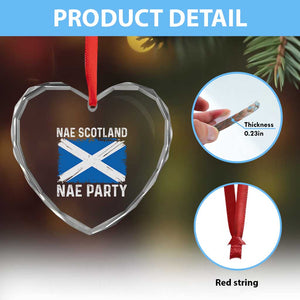 Nae Scotland Nae Party Saltire Flag Heart Crystal Glass Ornament Vintage Scottish Accent Soccer Fans Football Tournament