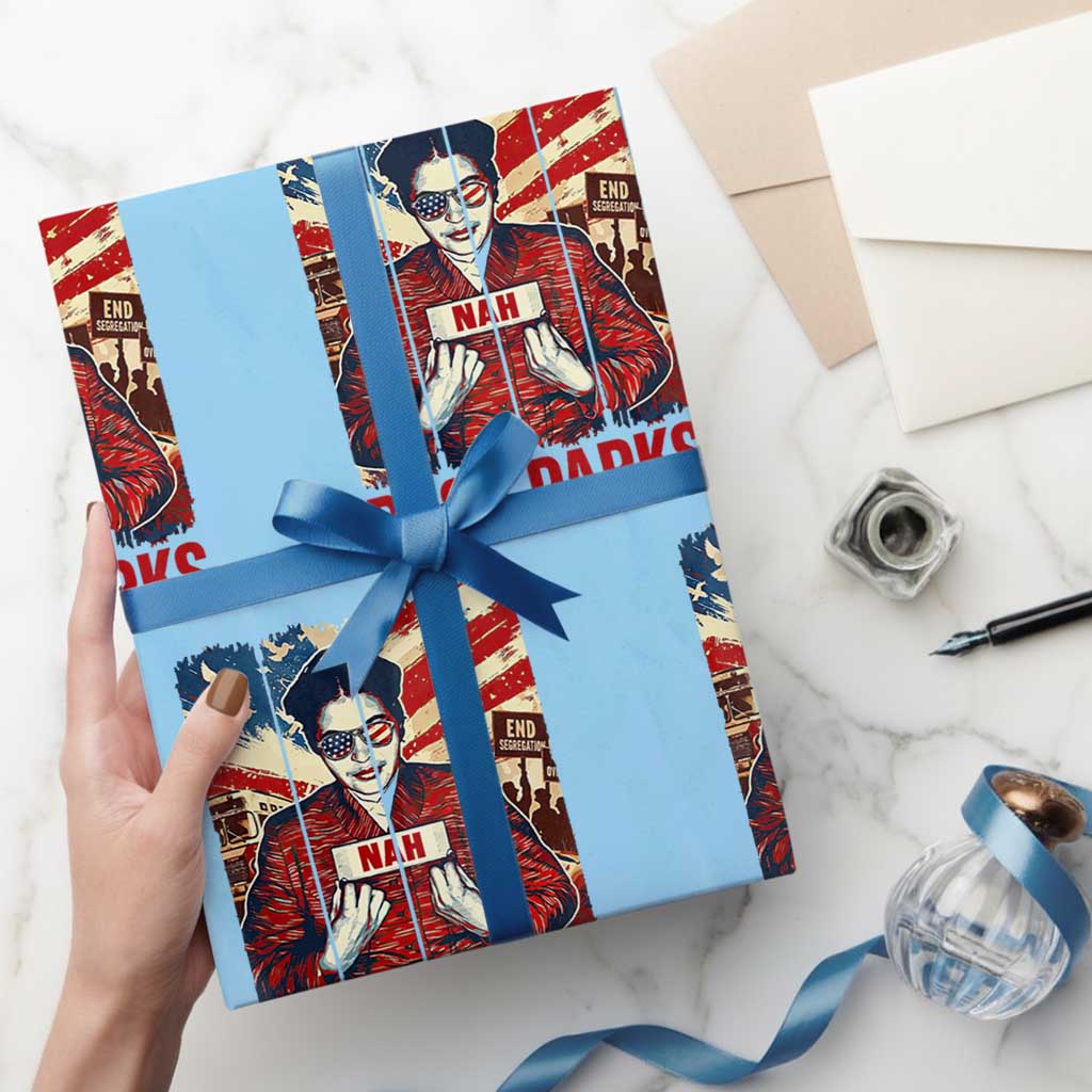 Nah Rosa Parks Wrapping Paper Roll Black History Month Gift TS12 Light Blue Print Your Wear