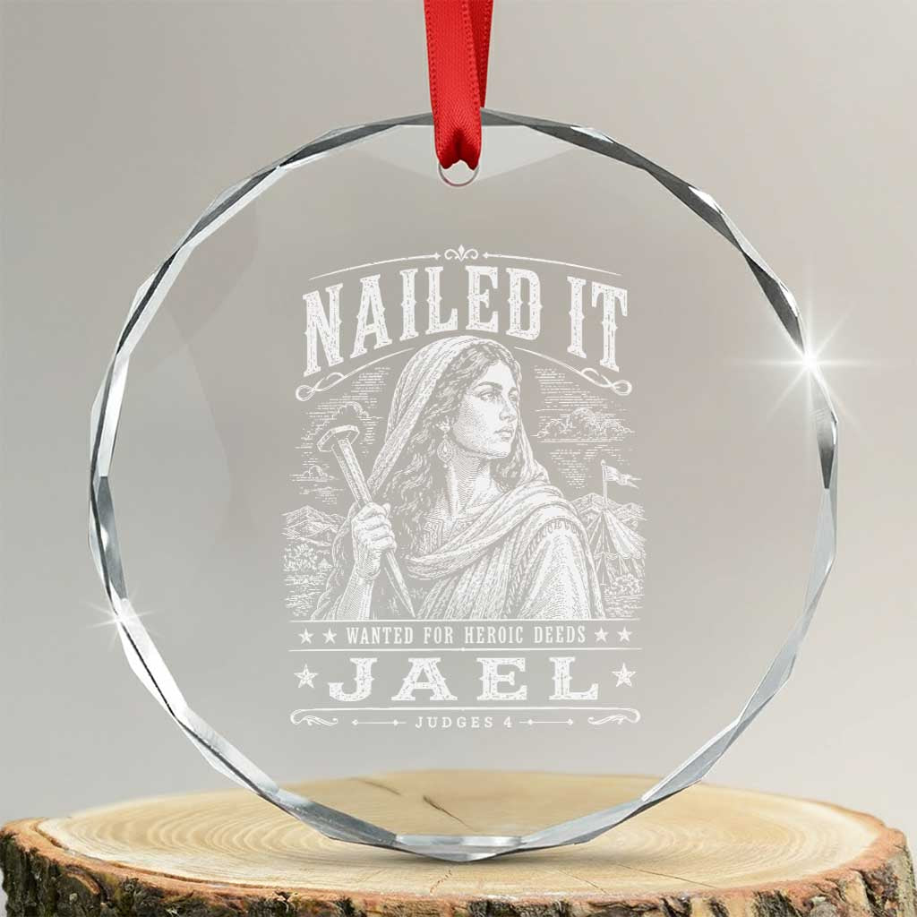 Nailed It Jael Judges 4 Old Testament Crystal Glass Ornament Funny Biblical Woodcut Christian Faith